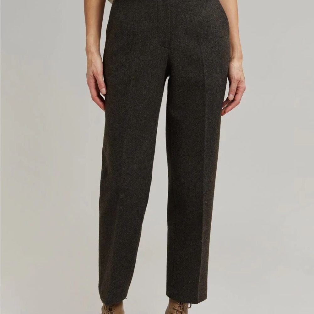 The Frankie shop brand new elan herringbone pant - dark gray melange size medium